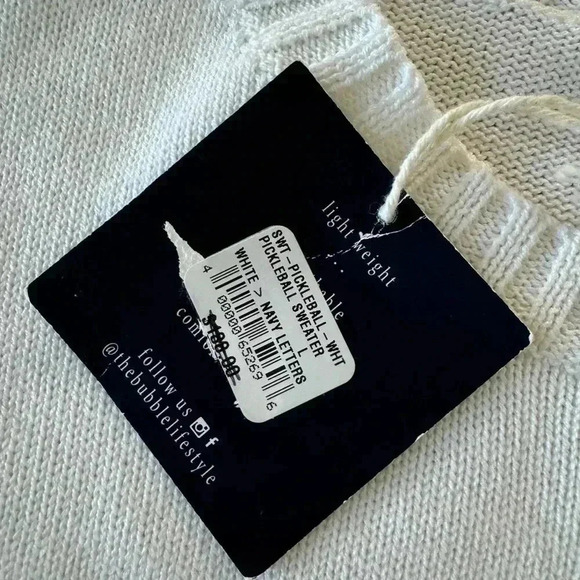 The Bubble - Pickleball Sweater Navy w/ White Large $180 - Picture 4 of 4
